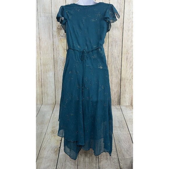 Vtg Y2K Speechless Dress Girl 16 Teal Handkerchief Hem Glitter Fairy Whimsigoth - Picture 8 of 10